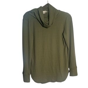 Caslon Olive‎ Green Cowl funnel Neck Sweater XXS NWOT Waffle knit fall oversized